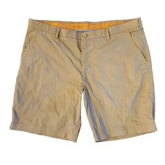 Savane Men's Tan Cotton/Spandex Flat Front Chino Shorts - Picture 2 of 14